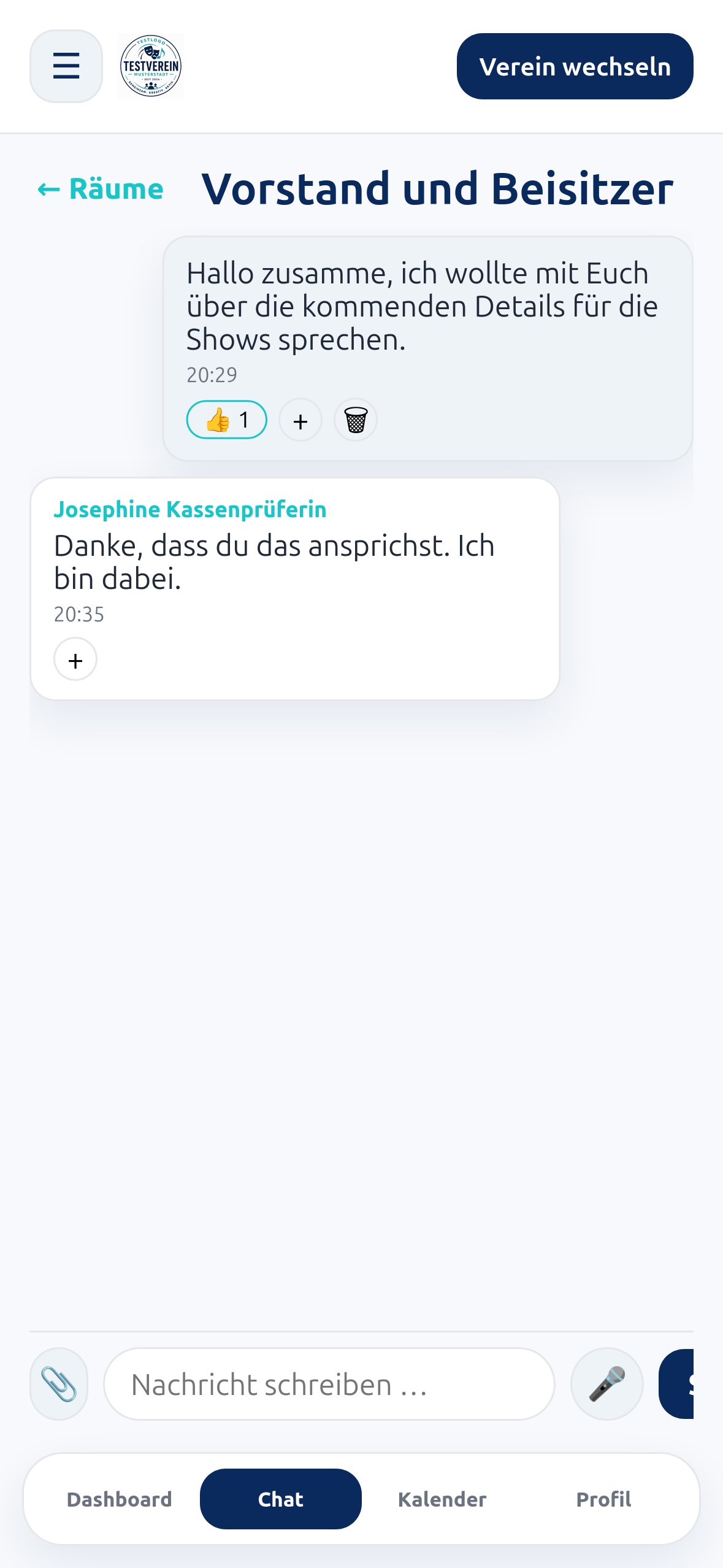 Gruppenchat in BackstageBase