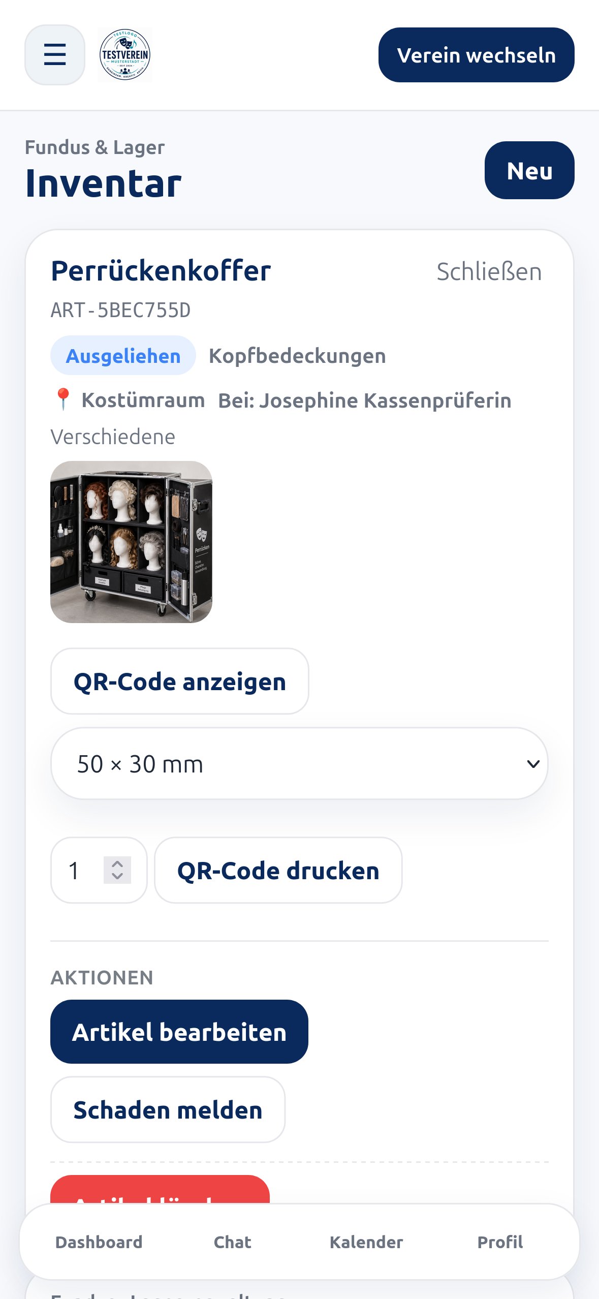 Inventarverwaltung in BackstageBase